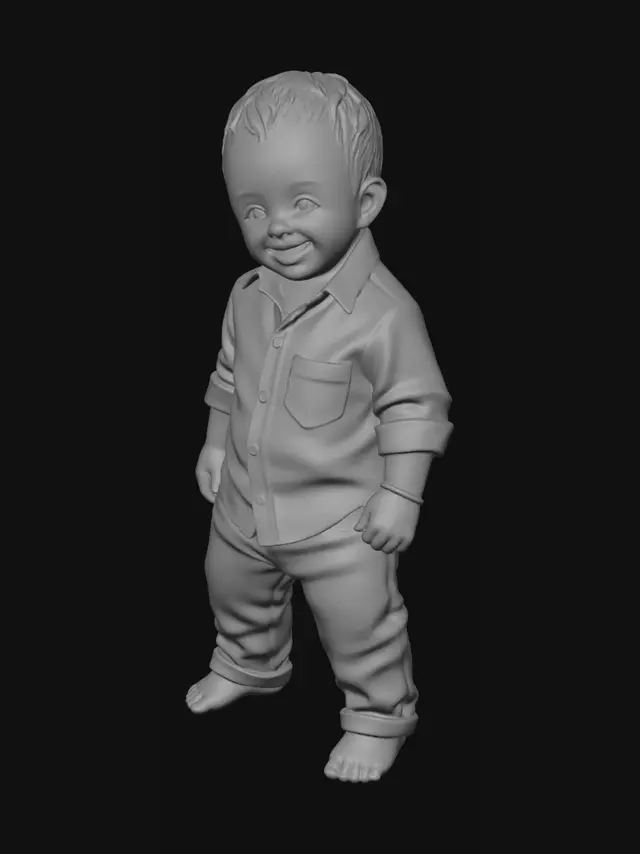3D model for Smiling Baby in White Shirt and Jeans