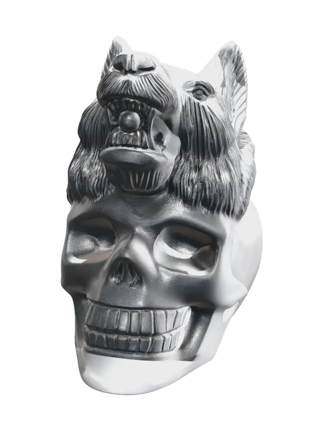 Modello 3D Stylized Wolf Skull - Tooth, generato dall’IA