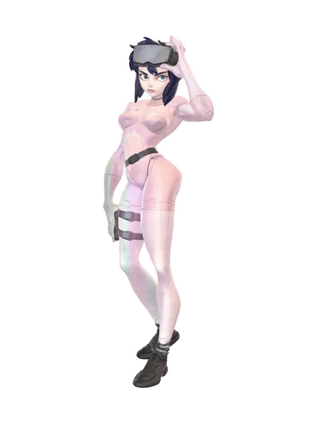 Motoko Kusanagi_in GIS - Ghostintheshell 3D model, vytvořený pomocí AI