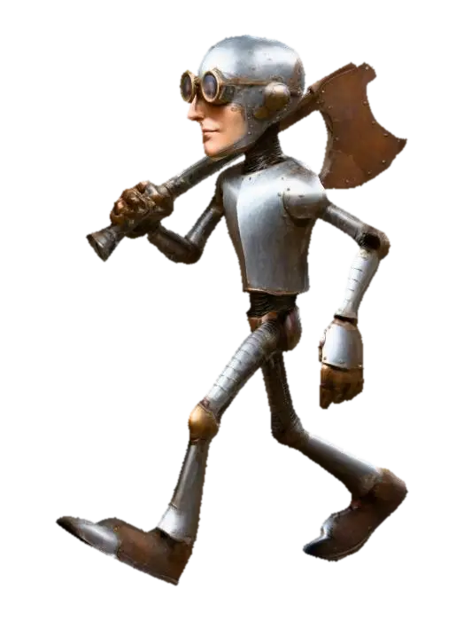 Axeman Automaton 3D model, vytvořený pomocí AI