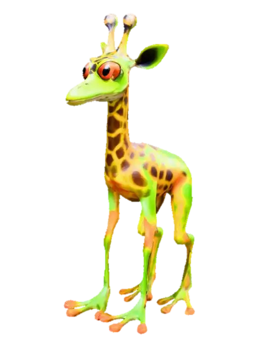 3D model for Giraffenfrosch, Giraffe Frosch mix, haut mit bodypaint maya neon
