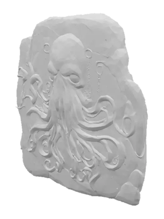 3D model for großes altes Stein Relief  auf  20 meter breiter und 3 meter hoher Wand nach Motiven von H.P.Lovecrafts Cthuluh Mythos 