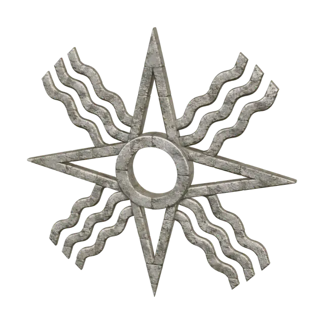 Stone Sunburst Emblem - Coated 3D model, vytvořený pomocí AI