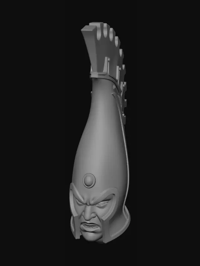 3D model for Riduci la dimensione della gemma sulla fronte. L'espressione deve essere arrabbiata.