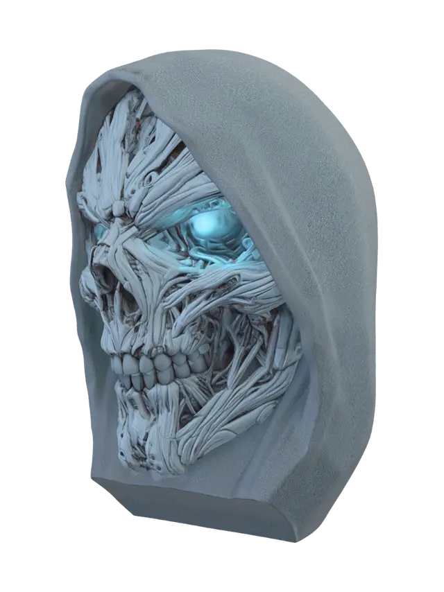 Future Skull - Glacial 3D model, vytvořený pomocí AI