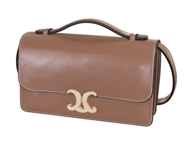 3D model for Tan Leather Satchel with Gold Clasp