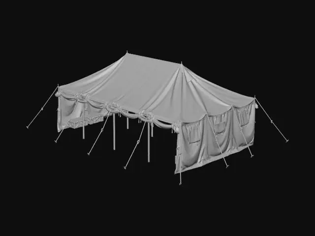 3D model for open army tent