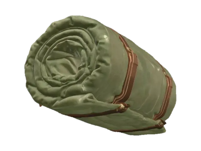 Canvas Bedroll with Leather Straps - Sleeping 3D model, vytvořený pomocí AI