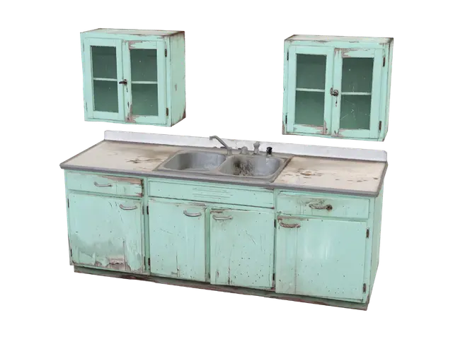 3D model for Mint Green Vintage Kitchen Cabinet