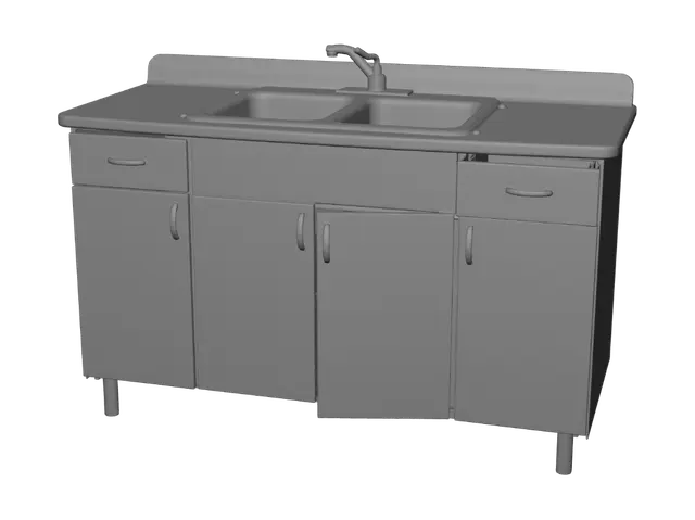 3D model for Retro Green Kitchen Sink Cabinet