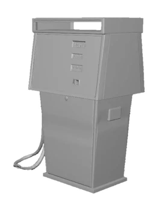 3D model for rusty modern gas station pump in apocalypse setting
