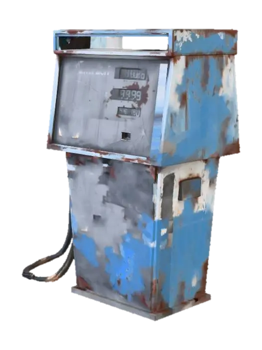3D model for rusty modern gas station pump in apocalypse setting