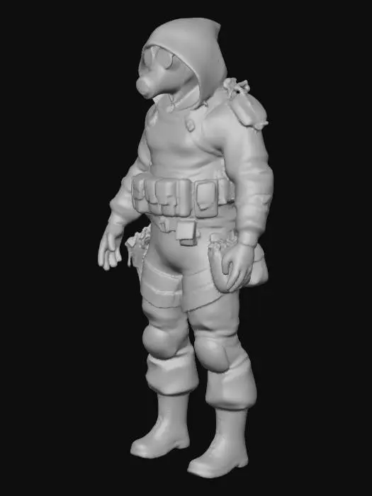 3D model for gas mask wearing soldier in post-apocalypse t-pose

no weapons