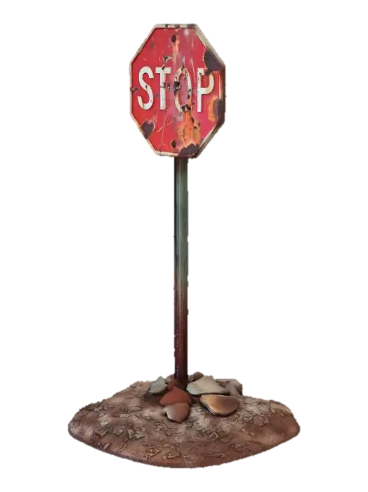 apocalypse_stop_sign - Warning 3D model, vytvořený pomocí AI