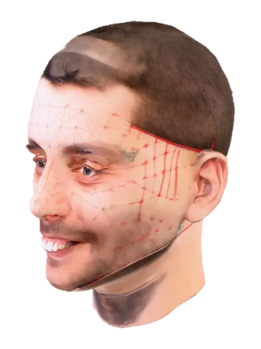 Face Recognition Mesh - Detection 3D model, vytvořený pomocí AI