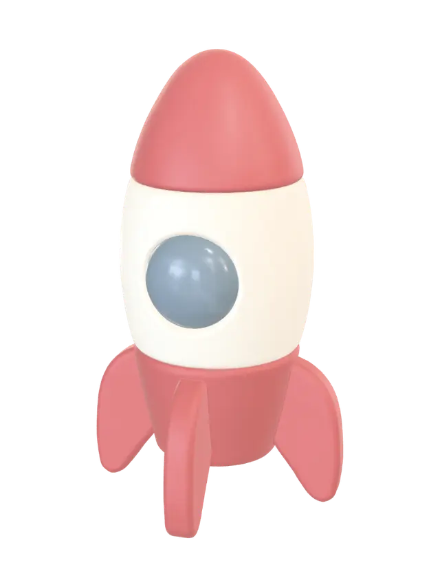 Coral Rocket Toy 3D model, vytvořený pomocí AI