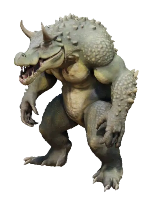 Monster Crocodile Warrior 3D model, vytvořený pomocí AI