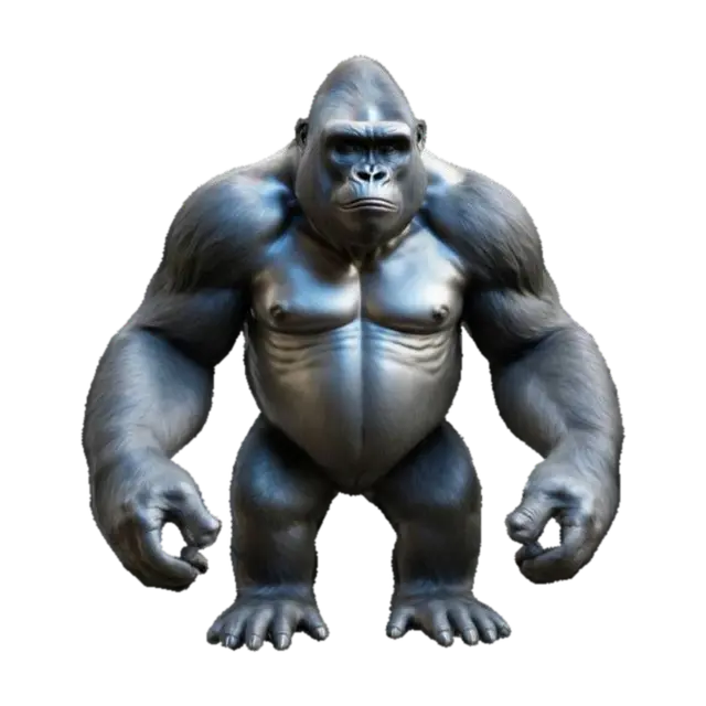Highly Detailed, Ultra Realistic, silver back gorilla, A-Pose, T-Pose - Silverback 3D model, vytvořený pomocí AI
