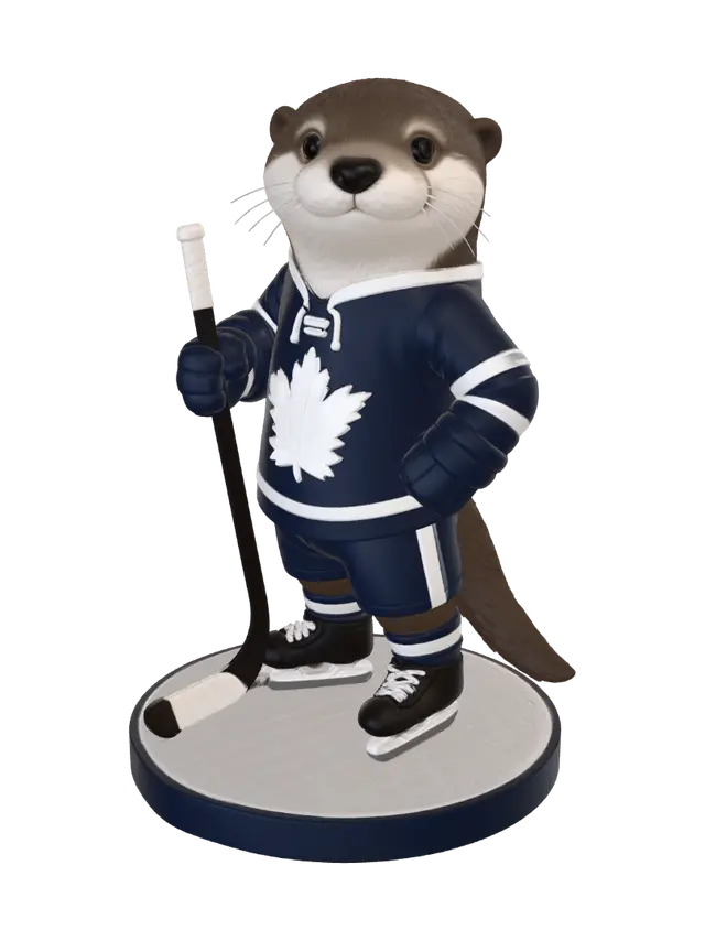 Hockey Otter Figurine 3D model, vytvořený pomocí AI