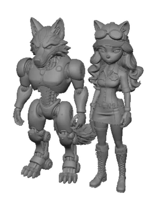 3D model for Iron Wolf and the Adventurer