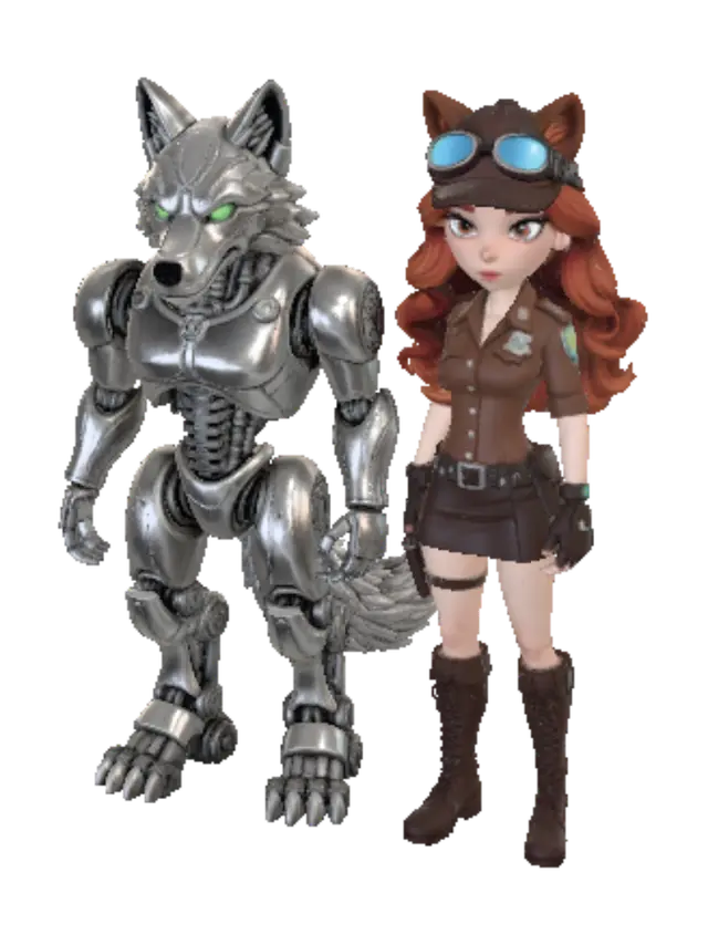 3D model for Iron Wolf and the Adventurer