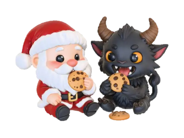 Santa and Kampus Cookie Friends, #Christmas2025# - Krampus 3D model, vytvořený pomocí AI