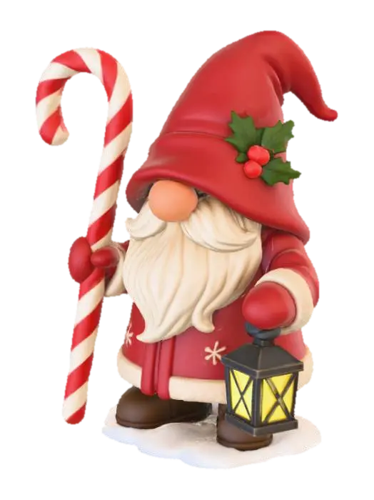 Christmas Guardian Gnome, #Christmas2025# - Candycane 3D model, vytvořený pomocí AI
