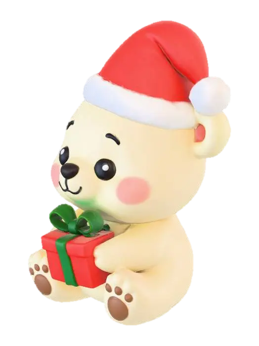 Cuddly Christmas Bear, #Christmas2025# - Santahat 3D model, vytvořený pomocí AI