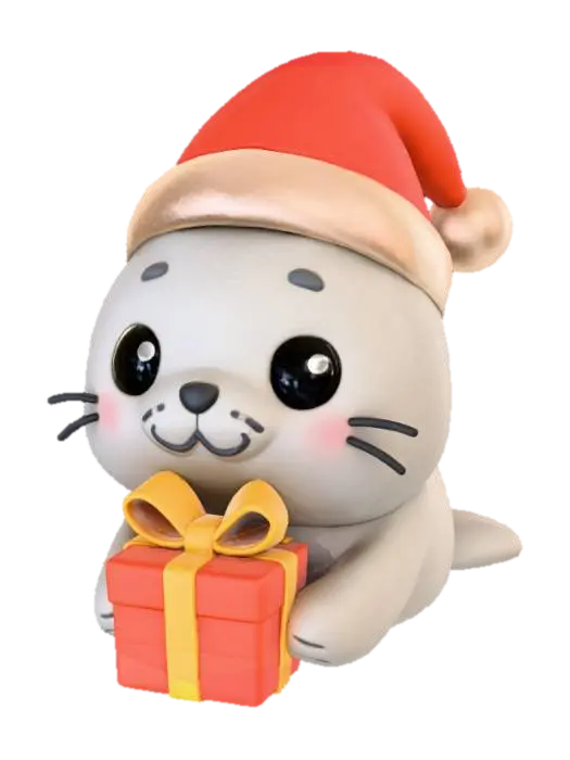 Festive Seal Delight, #Christmas2025# - Santahat 3D model, vytvořený pomocí AI