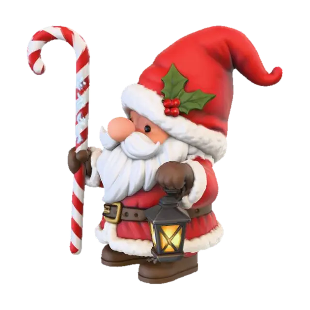 Christmas Guardian Gnome, #Christmas2025# - Candycane 3D model, vytvořený pomocí AI