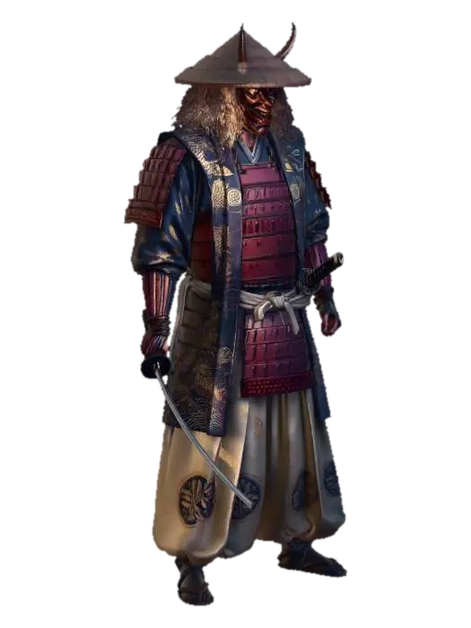Oni Samurai in the Sakura Garden 3D model, vytvořený pomocí AI