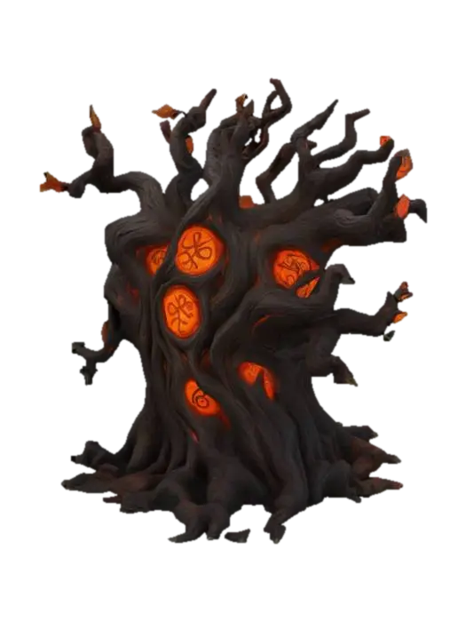 Luminous Enchanted Tree 3D model, vytvořený pomocí AI