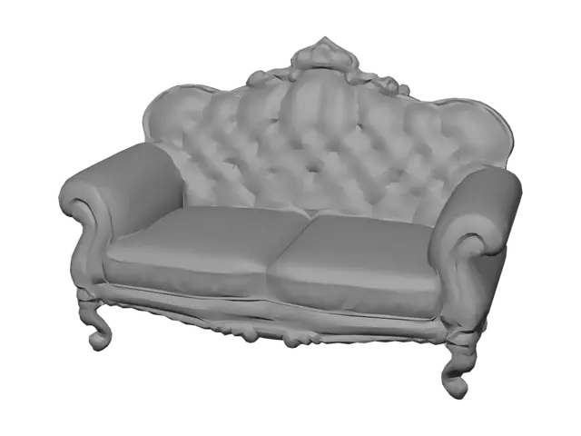 3D model for Opulent Ivory Tufted Sofa