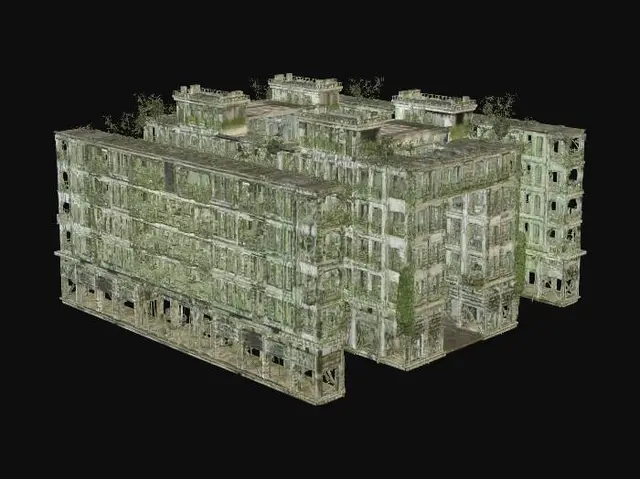3D model for create a ruined city blocks in a post apoc way with a huge gap between flyover road bridge