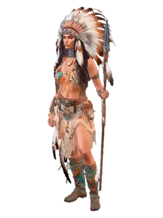 Native Indian Woman 3D model, vytvořený pomocí AI