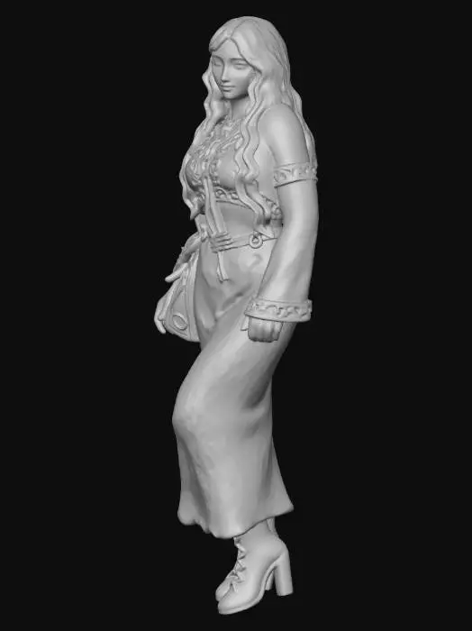 3D model for Crimson Velvet Embroidered Gown