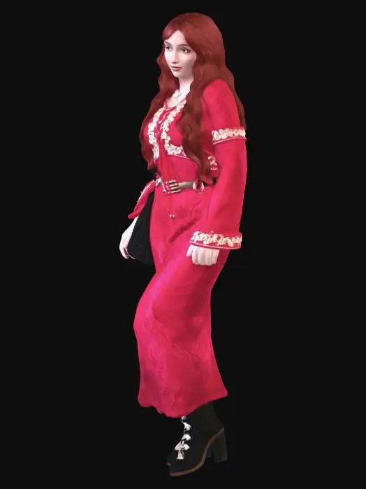 3D model for Crimson Velvet Embroidered Gown