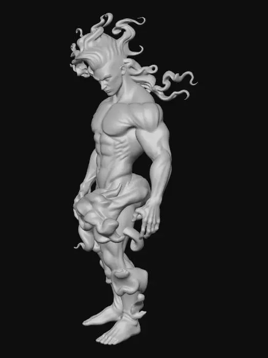 3D model for create a  muscular character made up of smoke