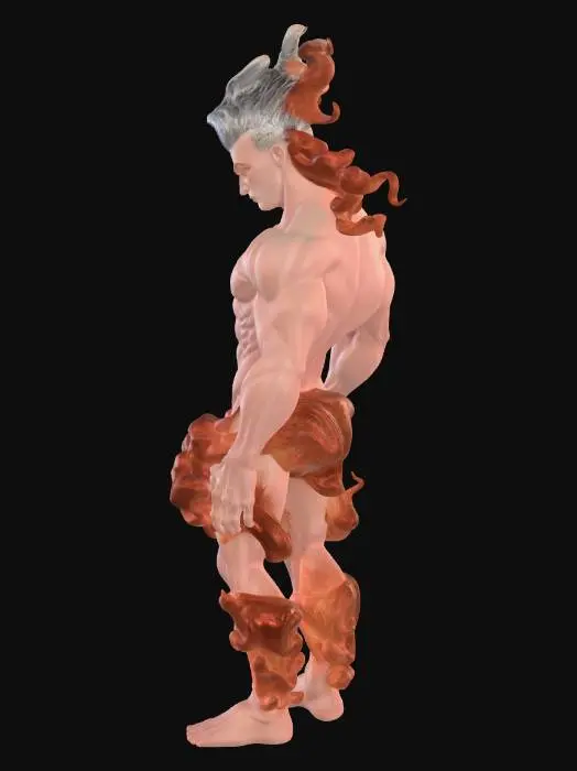 3D model for create a  muscular character made up of smoke
