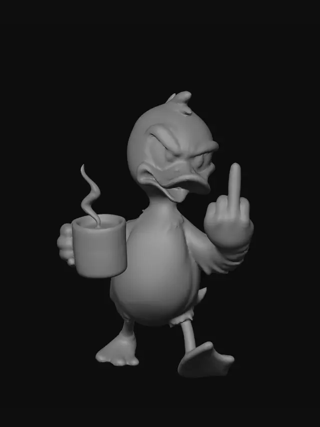 3D model for Grumpy Duck with a Cup of Coffee