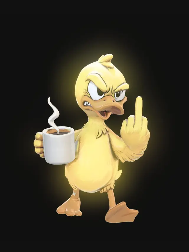 3D model for Grumpy Duck with a Cup of Coffee