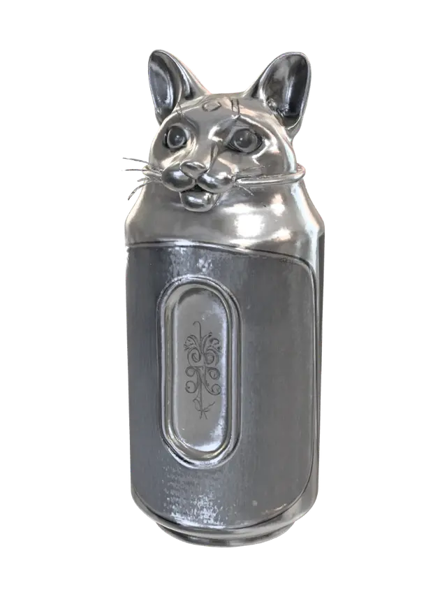 Modello 3D APRI E CHIUDI LATTINA DA 33 CL CON TESTA DI GATTO - Cathead, generato dall’IA