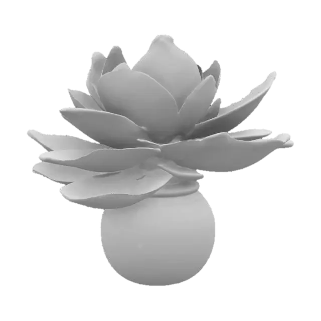 3D model for #garden#, A cosmic-flower with swirling galaxies in each petal. Soft purples and blues with ethereal glow. Stylized magical runes orbit around it. Planted in a floating pot suspended by arcane energy.
