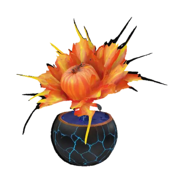 #garden#, A flower with jagged, glowing petals shaped like lightning bolts.… 3D model, vytvořený pomocí AI