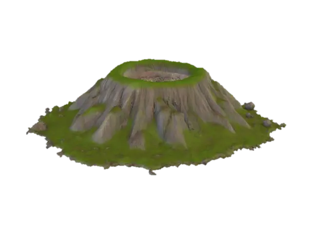 Dead volcano - Fossil 3D model, vytvořený pomocí AI