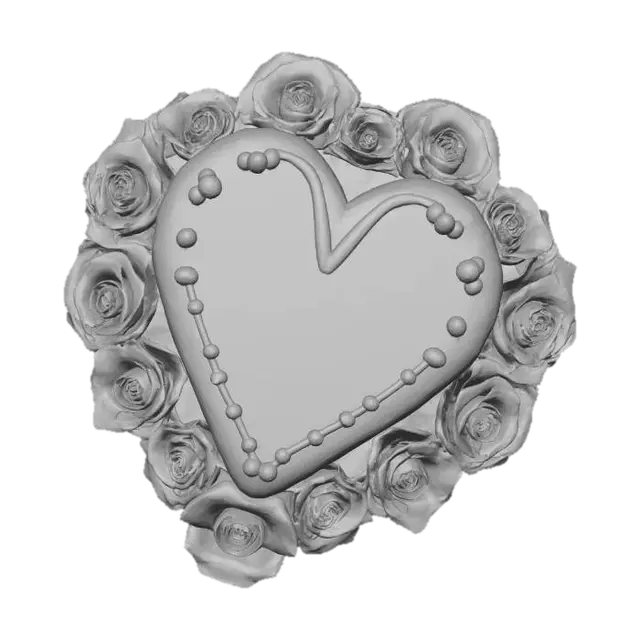 3D model for heart shape cake with many 
red roses around the base and side and flat top