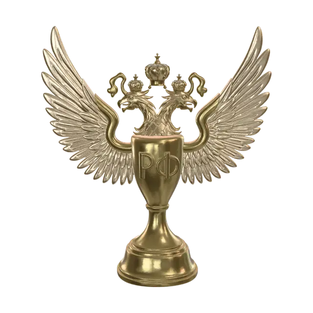 Golden Double-Headed Eagle Emblem Trophy - Doubleheaded 3D model, vytvořený pomocí AI