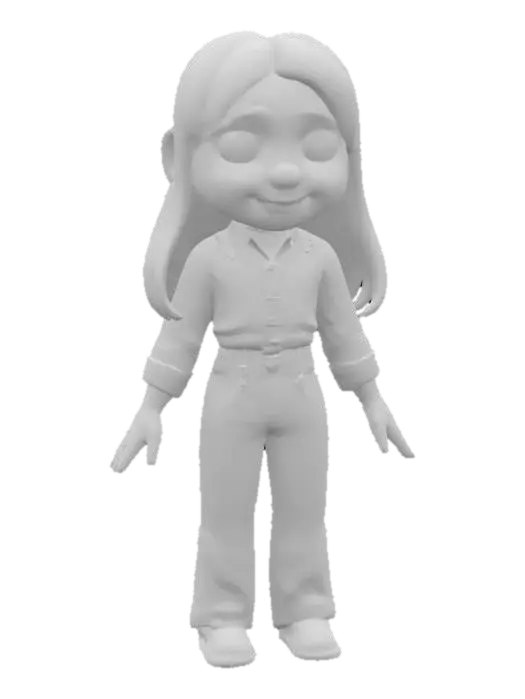 3D model for Animated Character in Denim and Cream