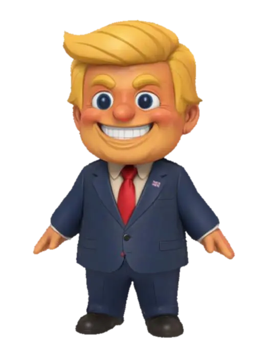 Little Trump - Smiling Cartoon Politician, #AroundTheWorld# - Politics 3D model, vytvořený pomocí AI