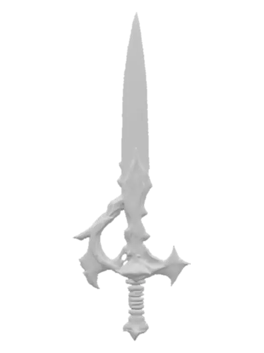 3D model for A mythological sword designed in the shape of a dick symbol, forged from dark obsidian metal with a glossy surface and crimson glowing veins along the blade. The hilt is sculpted to resemble anatomically explicit shapes dick, complete with engraved runes and textured leather wrapping. The guard features curved, horn-like extensions for dramatic effect, and the pommel ends in a spherical gem with a red pulsating glow. This weapon is rooted in ancient cult symbolism, standing upright as if embedded in stone, representing forbidden power and dark rituals. Designed in a semi-realistic 3D stylized style